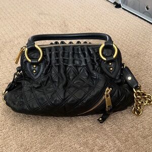 Marc Jacobs Black Quilted Leather Shoulder Bag with Gold Hardware